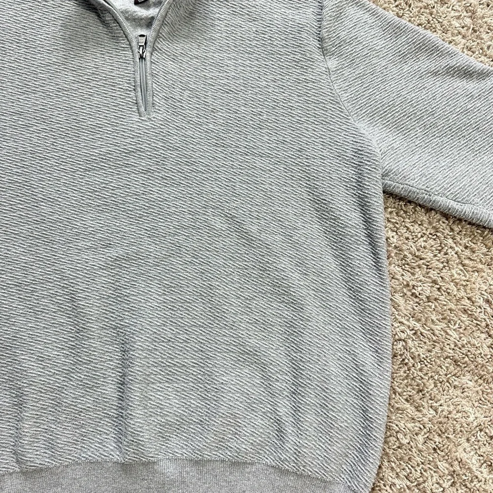 #2520  Michael Kors Sz L Heather Gray Sweater 1/4 Zipper 100% Cotton